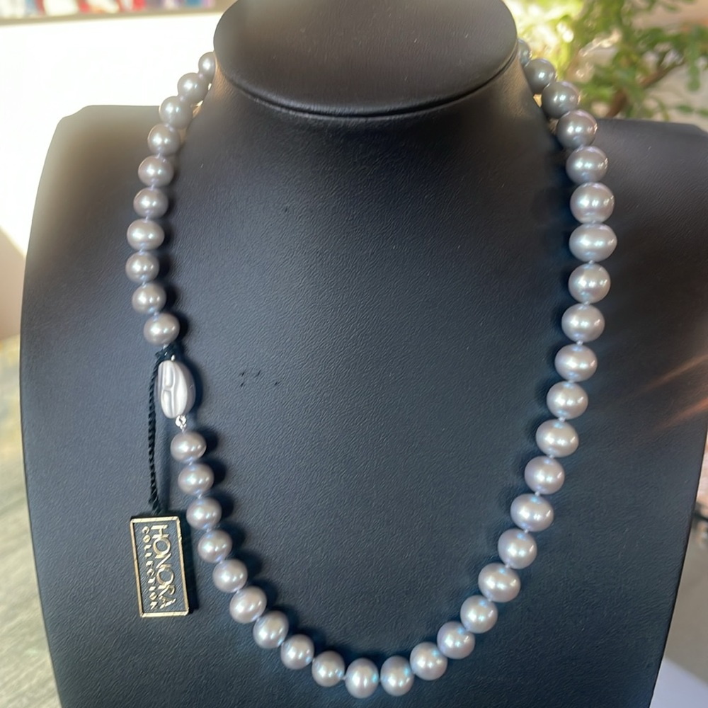 Honora freshwater light Grey Pearl Necklace - Picture 2 of 10